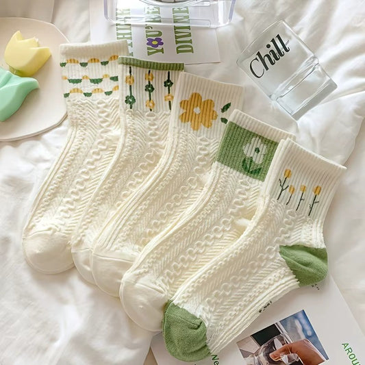 Textured Floral Socks Set