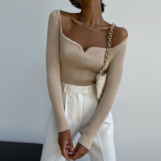 Chic Square Collar Knit Top