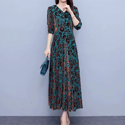VelvetBloom Jacquard Dress