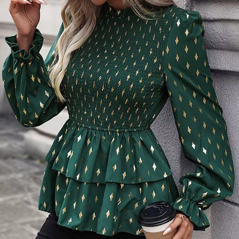 Ruffle Bodycon Lantern Sleeve Top