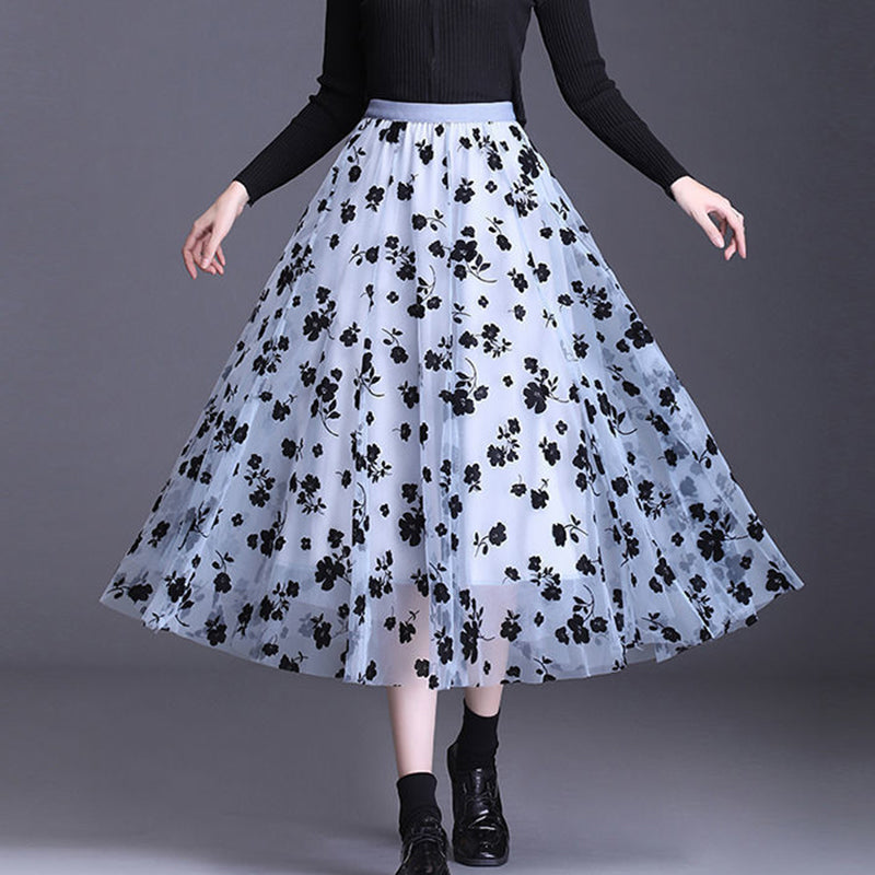 Bloomveil Floral Tulle Skirt