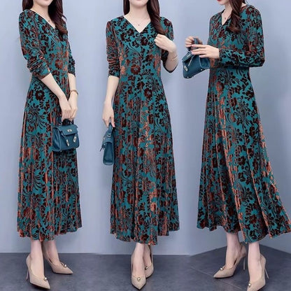 VelvetBloom Jacquard Dress