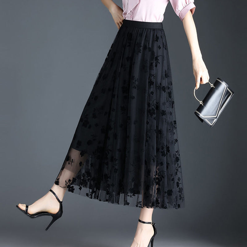 Bloomveil Floral Tulle Skirt