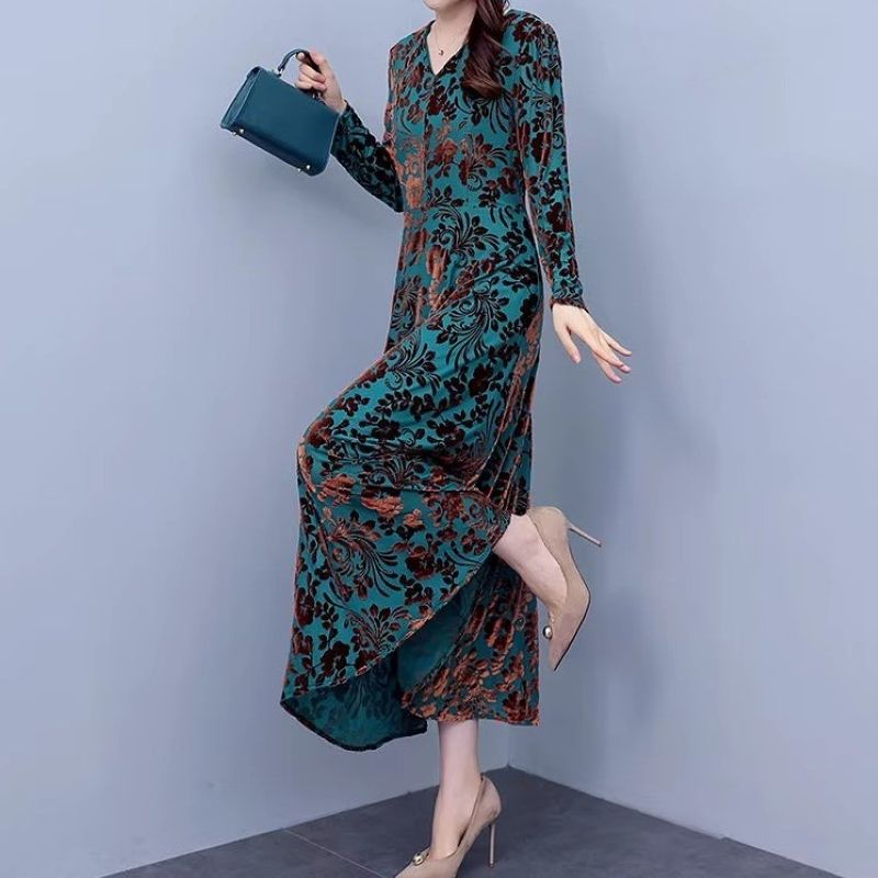 VelvetBloom Jacquard Dress