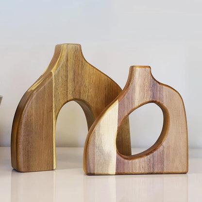 Nordic Wood Vase Duo