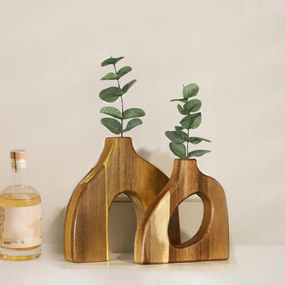 Nordic Wood Vase Duo