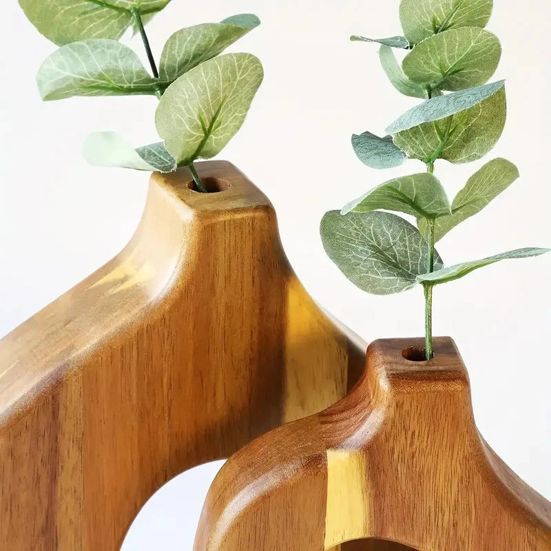 Nordic Wood Vase Duo