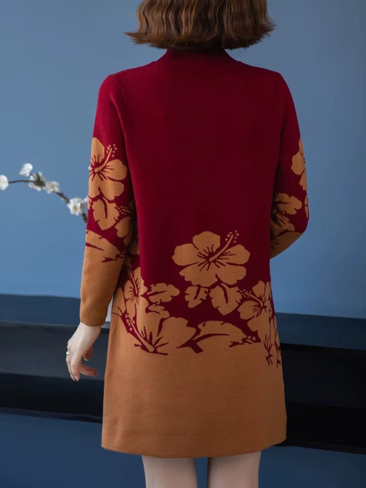 CozyBloom Floral Sweater Dress