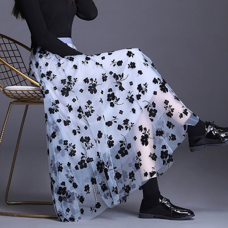 Bloomveil Floral Tulle Skirt